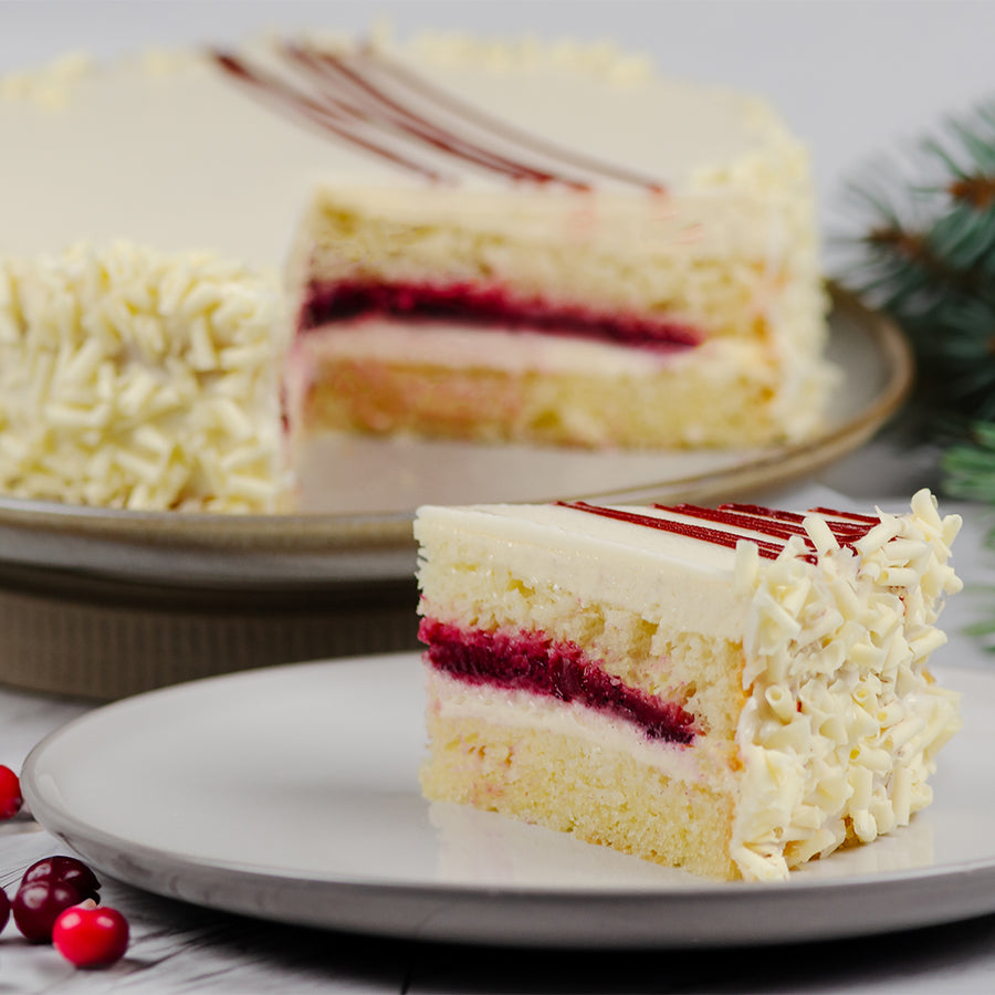 White Chocolate Cranberry Truffle Cake