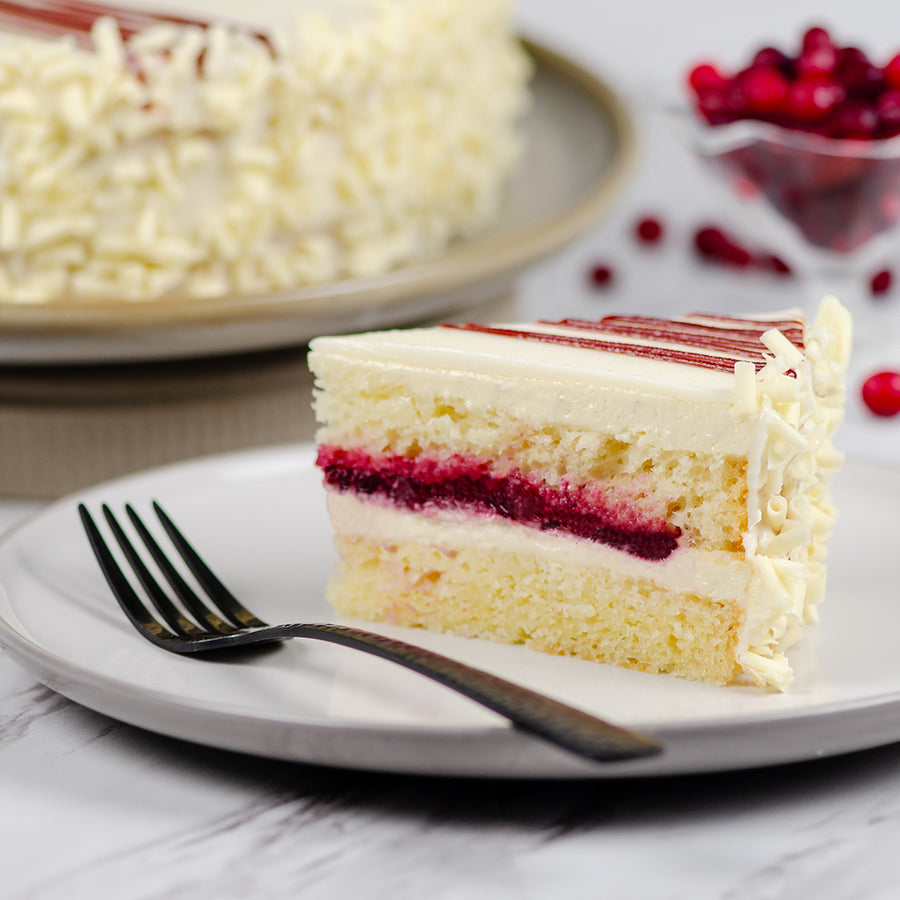 White Chocolate Cranberry Truffle Cake